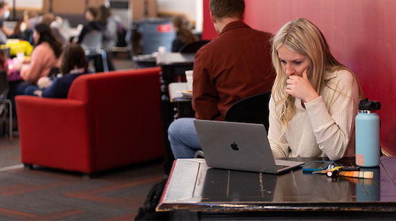 Student studying in the Student Center