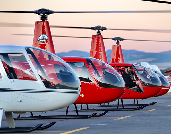Helicopter lined up ready for flight