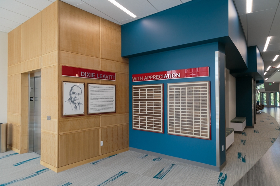 donor wall in business building