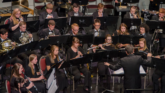 Students performing in the wind symphony