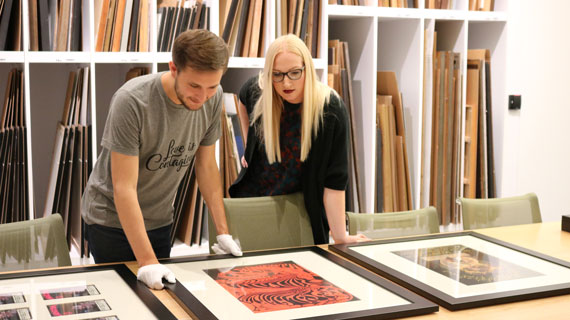 Arts Administration graduate students curating museum art
