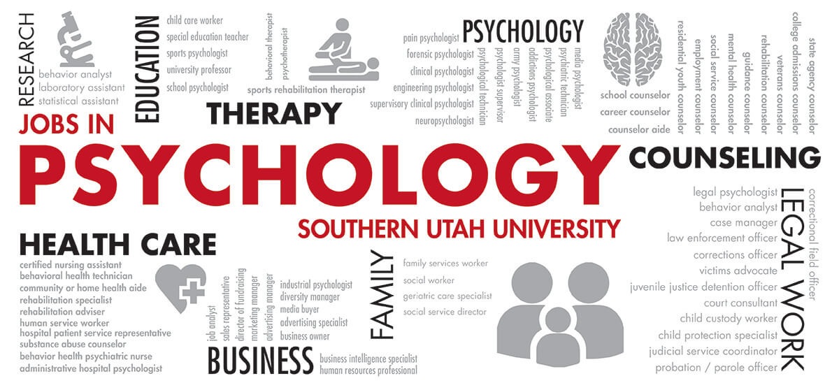 Jobs in Psychology include therapy, health care, family services worker, behavior analyst, case manager, etc.